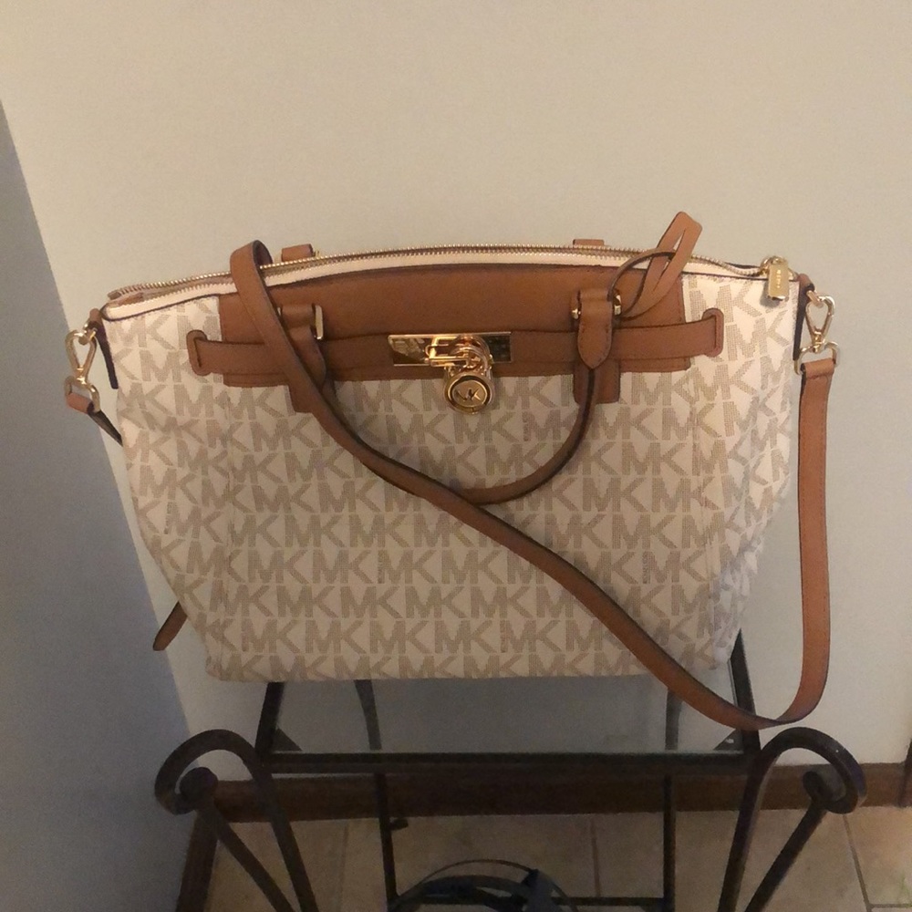 Cream and brown purse